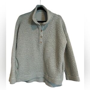 Aerie Mint Green Sherpa Button-Up Pullover Sweater Fleece- Size S